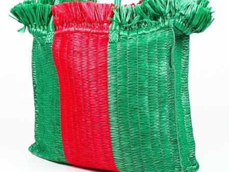 Gucci Bag Cestino Raffia Green Red Web Stripe Tote Sale