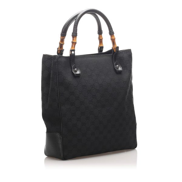 Gucci GG Canvas Bamboo Tote  (SHG-13780) For Discount