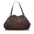 Gucci Brown Dark Canvas Fabric GG Pelham Tote Bag Italy Hot on Sale