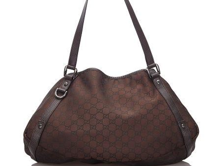 Gucci Brown Dark Canvas Fabric GG Pelham Tote Bag Italy Hot on Sale