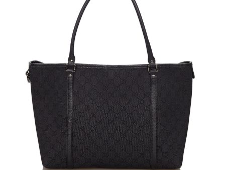 Gucci Black Canvas Fabric GG Tote Bag Italy For Cheap