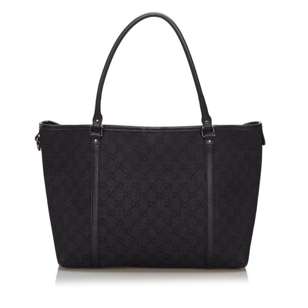 Gucci Black Canvas Fabric GG Tote Bag Italy For Cheap