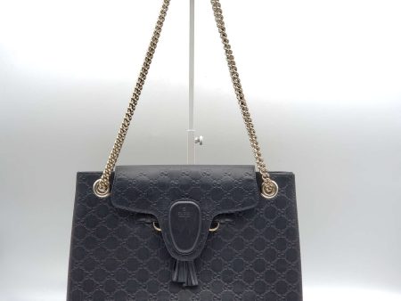 Gucci Emily Guccissima Large Black Shoulder Bag Sale