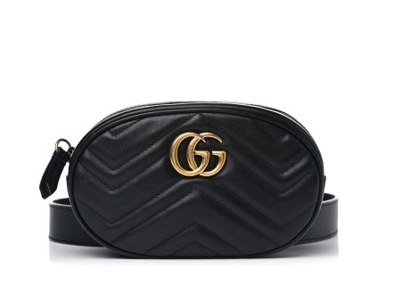 Gucci 476434 DSVRT 1000 Marmont 2.0 Women s Black Matelasse Leather Belt Bag (GG2071) Online Sale