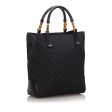 Gucci Black Canvas Fabric GG Bamboo Tote Bag Italy Online Sale