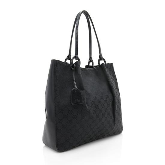 Gucci GG Canvas Leather Ring Large Tote on Sale