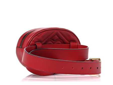 Gucci 476434 DSVRT 6433 Marmont 2.0 Women s Red Matelasse Leather Belt Bag (GG2072) Online Hot Sale