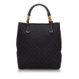 Gucci Black Canvas Fabric GG Bamboo Tote Bag Italy Online Sale