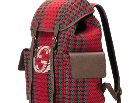 Gucci 625939 2J9AT 8274 Unisex s Multi-Color Houndstooth Fabric   Calf-Skin Leather Backpack (GG2074) For Sale