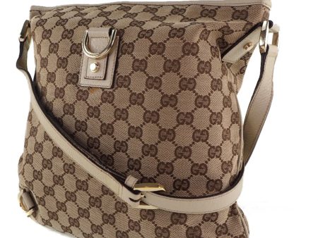 Gucci 131326 GG Canvas x Leather Beige Women s Shoulder Bag For Cheap