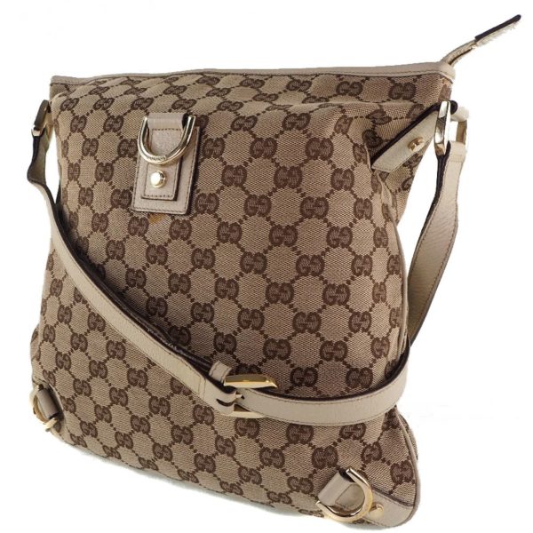 Gucci 131326 GG Canvas x Leather Beige Women s Shoulder Bag For Cheap