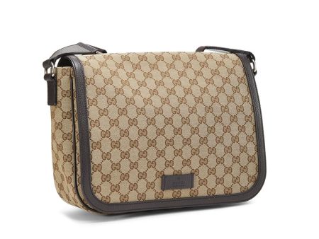 Gucci 449171 622011 Unisex Beige & Brown Canvas   Calf-Skin Leather Messenger Bag (GG2060) Online