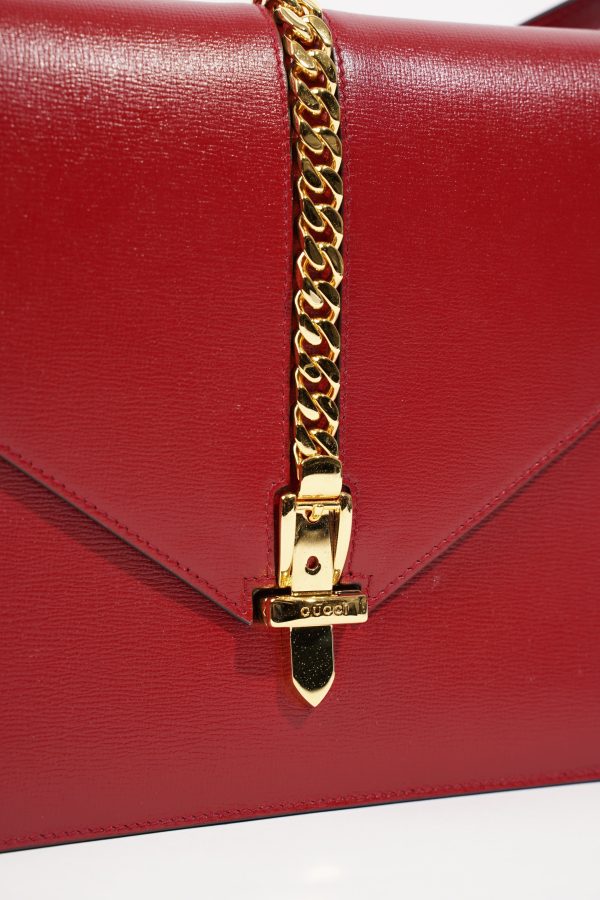 Gucci Womans Sylvie 1969 Shoulder Bag Red Medium Online now