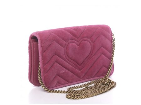 Gucci 488426 2149 Women s Raspberry Pink Velvet Mini Clutch Bag (GG2065) Online Hot Sale