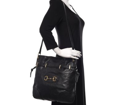 Gucci 1955 Morsetto Leather Horsebit Drawstring Black Bucket Bag 602089 on Sale