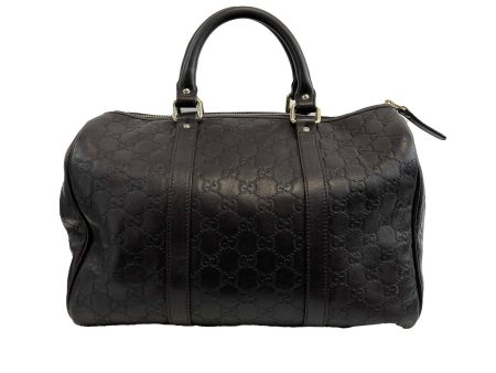 GUCCI - Embossed Leather Monogram Speedy Medium Brown Top Handle Bag Sale