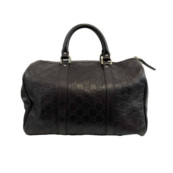 GUCCI - Embossed Leather Monogram Speedy Medium Brown Top Handle Bag Sale