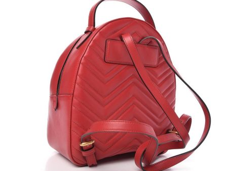 Gucci 476671 001998 GG Marmont Women s Hibiscus Red Matelasse Leather Backpack (GG2062) Discount