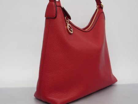 GUCCIAuth  Interlocking G 510302 Women s Leather Shoulder Bag Red Color For Cheap