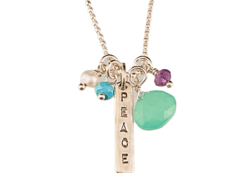 16  Peace Matchstick Gem Charm Necklace Turquoise Chrysoprase Amethyst & Pearl Online