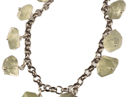 16  Faceted Prehnite Gemstone Sterling Silver Charm Necklace Cheap