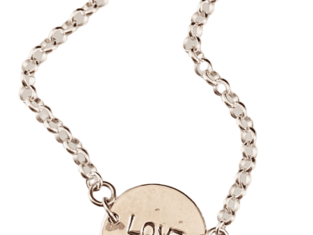 ‘Love’ Sterling Hammered Disc ID Bracelet Hot on Sale