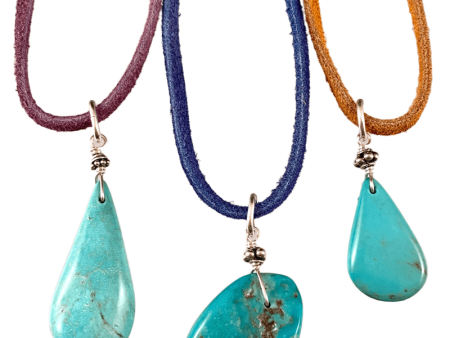 16  Turquoise on Colored Suede Necklace Online Hot Sale