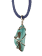 16  Turquoise Wrapped Nugget on Blue Suede Necklace on Sale