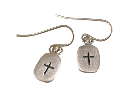 Sterling Small Cross Tag Earrings Supply