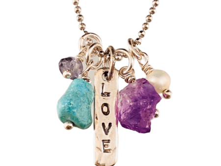 16  Love Matchstick Gem Charm Necklace Amethyst Turquoise Iolite & Pearl For Cheap