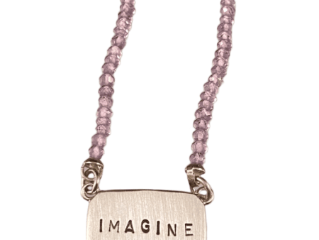 16 -18” Sterling Silver  Imagine  Tag Necklace on Amethyst Fashion