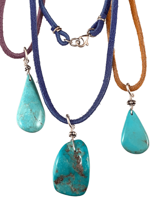 16  Turquoise on Colored Suede Necklace Online Hot Sale