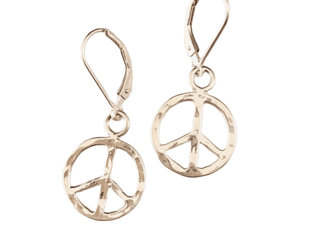 Sterling Silver Small Hammered Peace Sign Earrings Discount