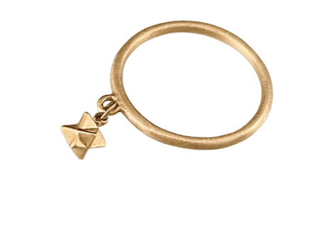 14K Solid Yellow Gold Tiny Merkabah Charm Ring Size 6 Hot on Sale