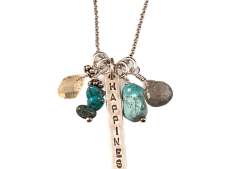 16  Happiness Matchstick Gem Charm Necklace Turquoise Labradorite & Citrine on Sale